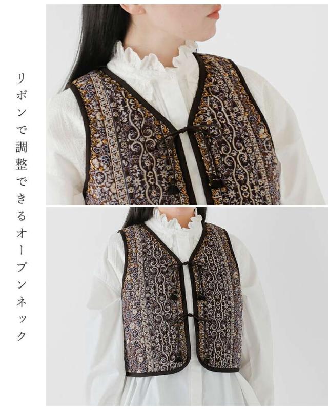 Sara Mallika(サラマリカ)コットンジャガードフラワープリントベスト020952sb4