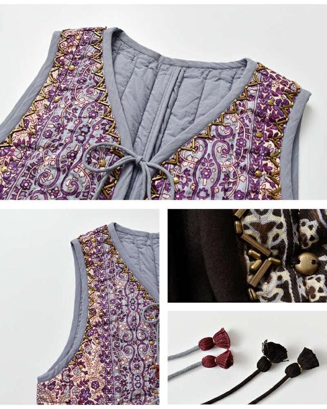 Sara Mallika(サラマリカ)コットンジャガードフラワープリントベスト020952sb4