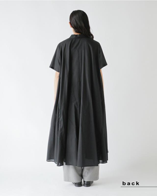 mizuiro-ind(ミズイロインド)60ローンコットンハーフスリーブフレアシャツワンピース2-250085