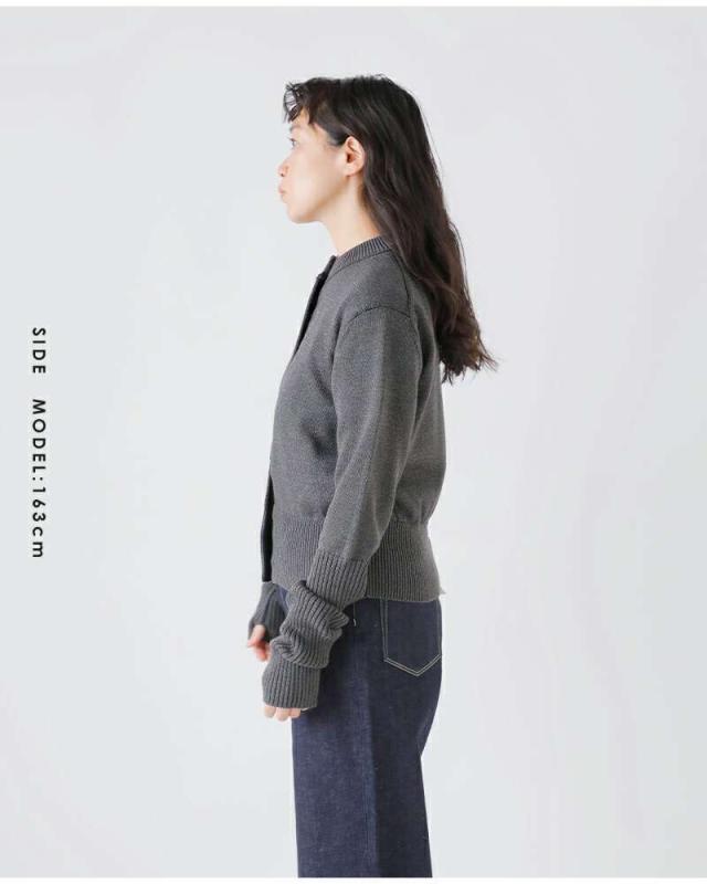 Shinzoneウール混 ロングスリーブ リブ ニット カーディガン “LONG RIB CARDIGAN” 23amsni05