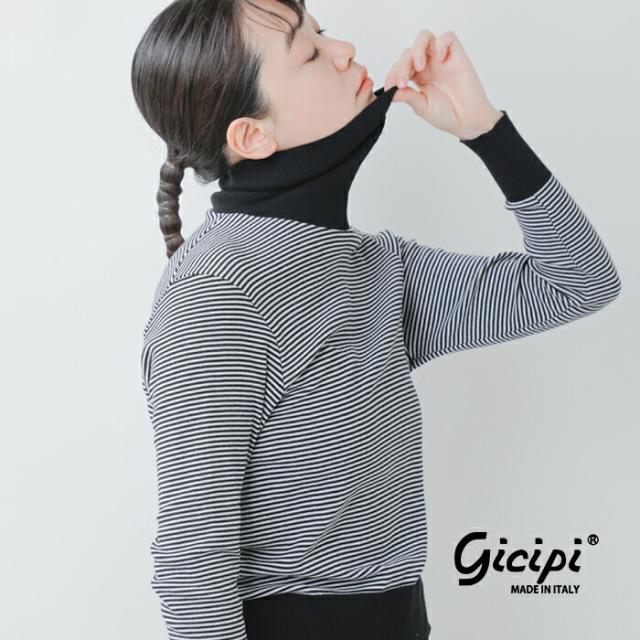 GICIPI(ジチピ)コトーネソフトコットンリブタートルネックプルオーバー“ANANAS＆TIGRE”2413a