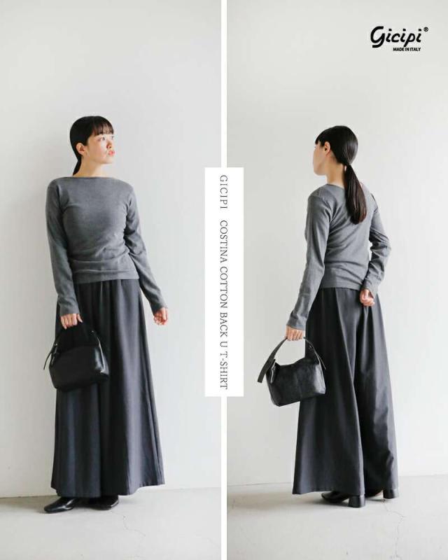 ジチピ Tシャツ GICIPI  コスティーナ コットン バックU ロングスリーブ Tシャツ “Cece” 2519a  クーポン対象