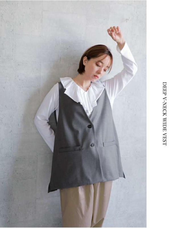 mizuiro ind(ミズイロインド)ディープVネックワイドベスト3-230108