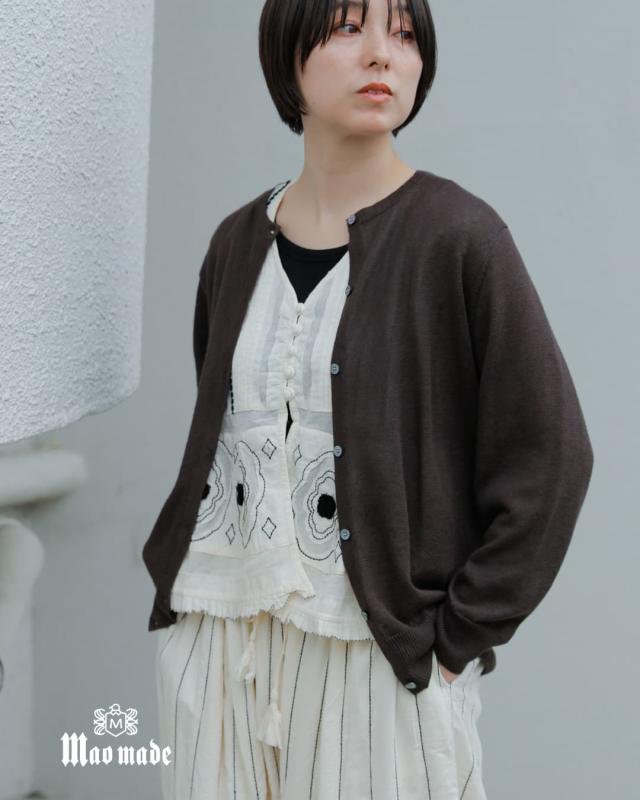 mao madearanciato別注 UVカット リネン クルーネック カーディガン 992118