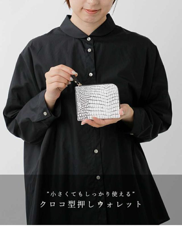 POMTATA(ポンタタ)カウレザークロコ型押しLジップショートウォレット“ALXLZIPSHORT”alx-l-zip-short