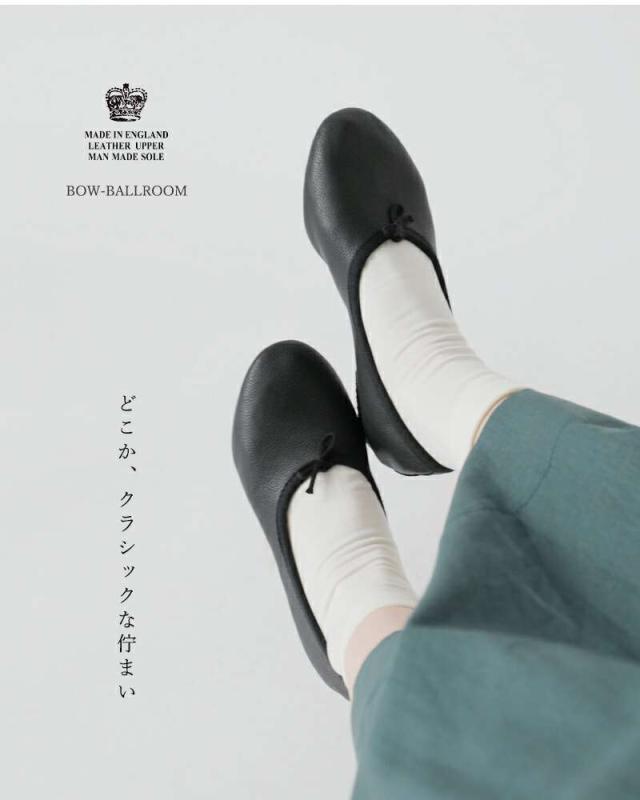 CROWN(クラウン)レザーリボンフラットシューズbow-ballroom