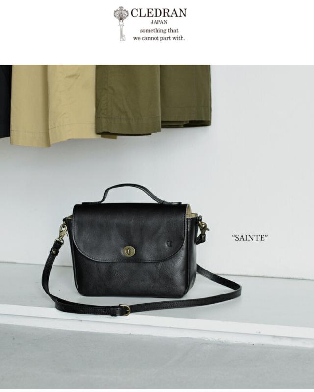 CLEDRAN(クレドラン)カウレザーフラップショルダーバッグ“SAINTE”cl-3873
