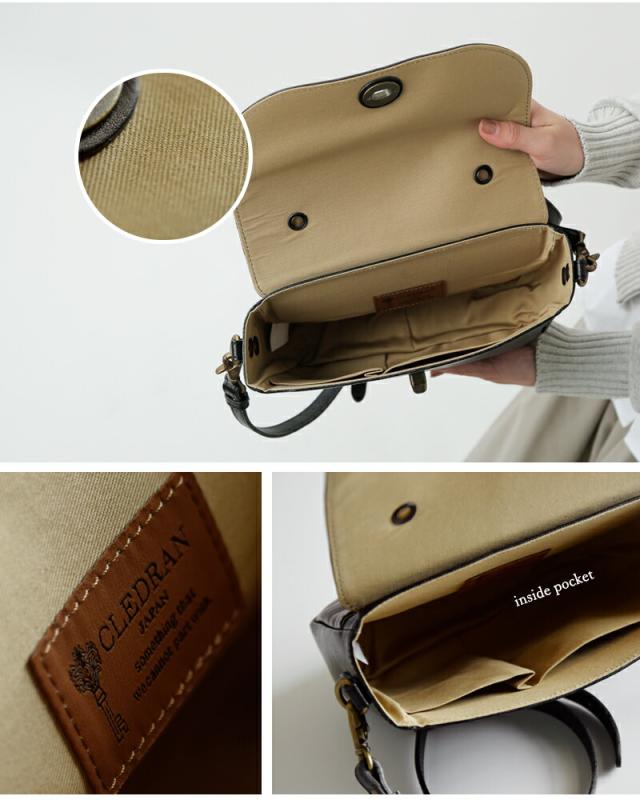 CLEDRAN(クレドラン)カウレザーフラップショルダーバッグ“SAINTE”cl-3873