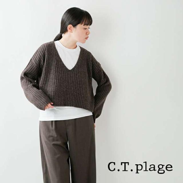 シーティープラージュ ニット セーター C.T.plage  ヤク ウール Vネック クロップド ニット プルオーバー ct25316  ☆☆ クーポン対象