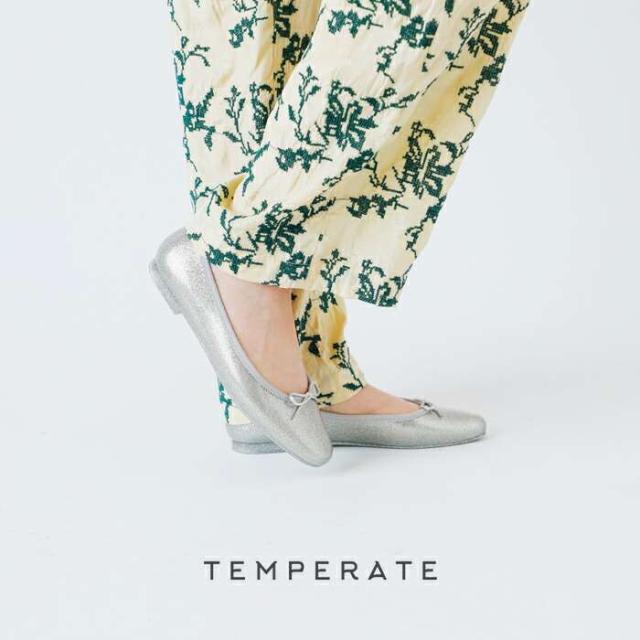 TEMPERATE(テンパレイト)低反発カップインソールグリッタースクエアトゥレインバレエシューズ“EMMAGLITTER”emma-glitter