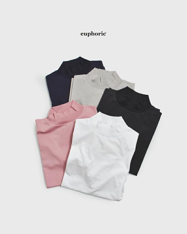 euphoric(ユーフォリック)スペインピマコットンモックネックプルオーバー“MockneckTops”eu-ct5111