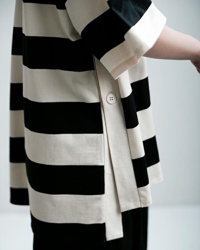 euphoric(ユーフォリック)コットンボーダースリットTシャツ“BorderSlitTee”eu-ct5403