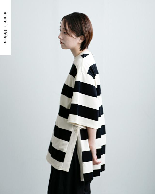 euphoric(ユーフォリック)コットンボーダースリットTシャツ“BorderSlitTee”eu-ct5403