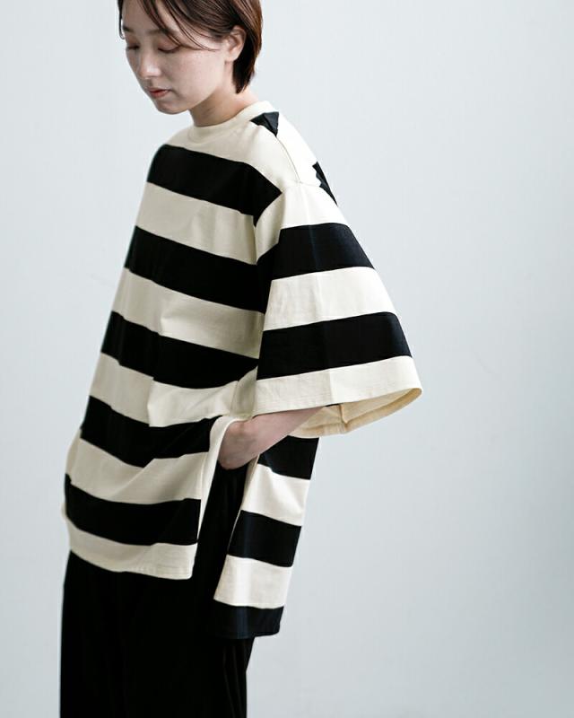 euphoric(ユーフォリック)コットンボーダースリットTシャツ“BorderSlitTee”eu-ct5403