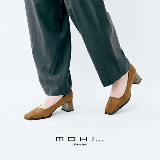 MOHI(モヒ)スクエアトゥフレアヒールパンプスgu3-899-11-pu