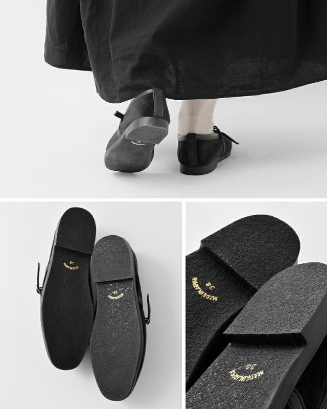 hcubuch(フーブ)ベルベットカウレザーコンビメーリージェンフラットシューズ“squirrel”h172