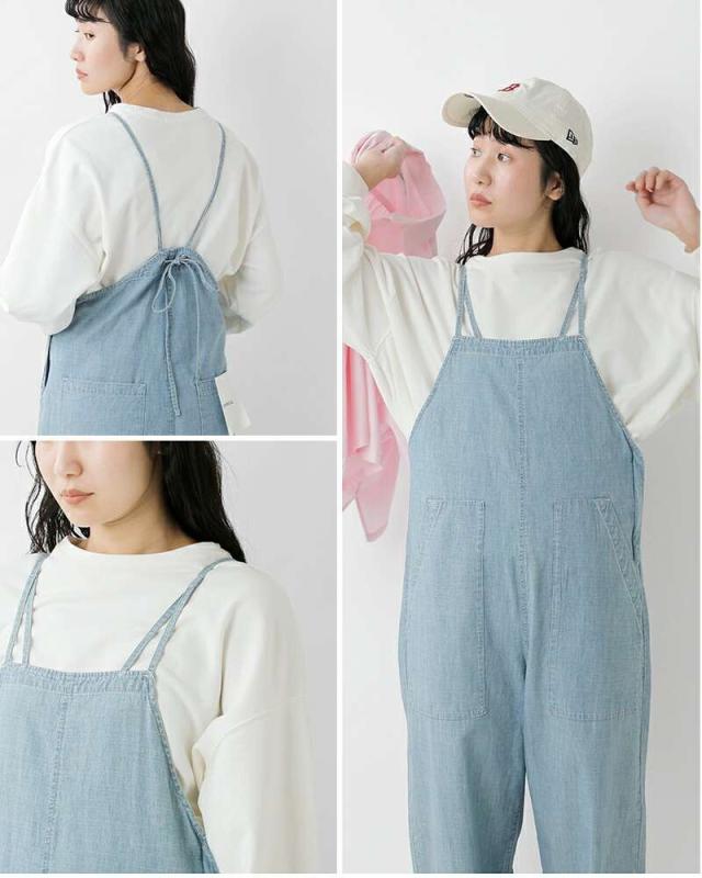 Johnbull(ジョンブル)コットンシャンブレーダブルストラップサロペットjl252p02