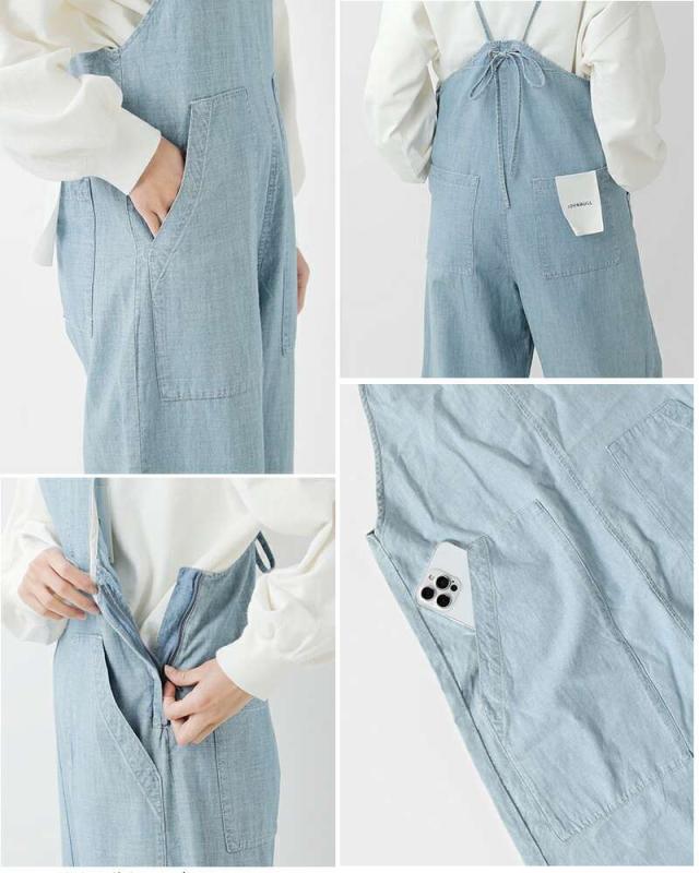 Johnbull(ジョンブル)コットンシャンブレーダブルストラップサロペットjl252p02