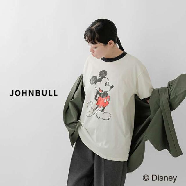 Johnbull(ジョンブル)コットン「ミッキーマウス」プリントリンガーTシャツ“「MICKEYMOUSE」T”jt253c07
