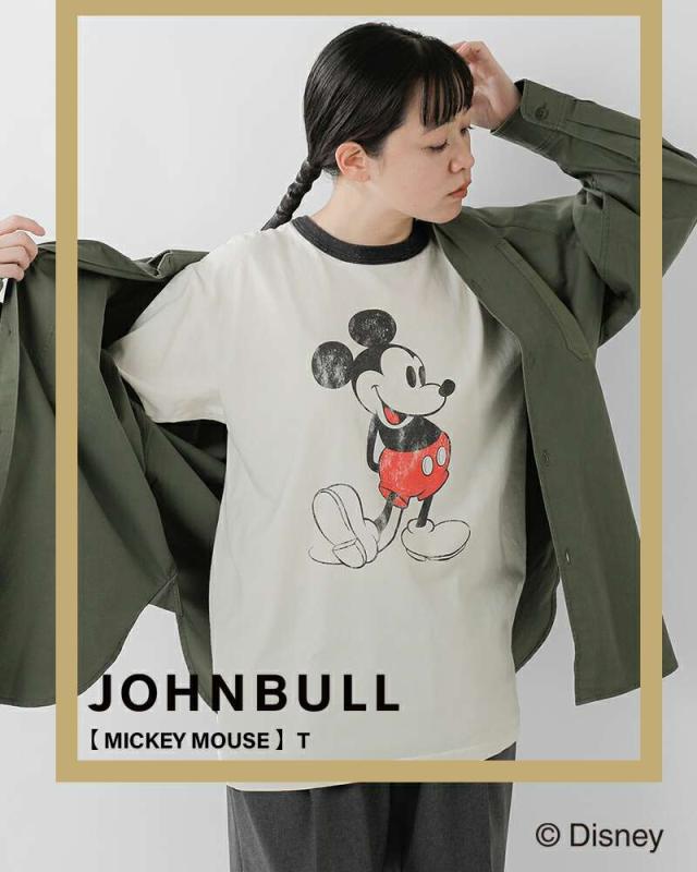 Johnbull(ジョンブル)コットン「ミッキーマウス」プリントリンガーTシャツ“「MICKEYMOUSE」T”jt253c07