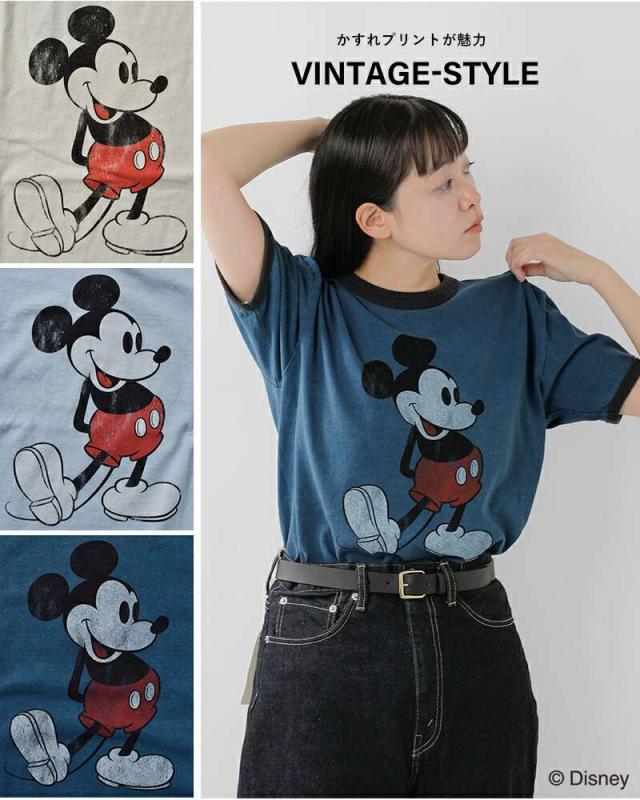Johnbull(ジョンブル)コットン「ミッキーマウス」プリントリンガーTシャツ“「MICKEYMOUSE」T”jt253c07