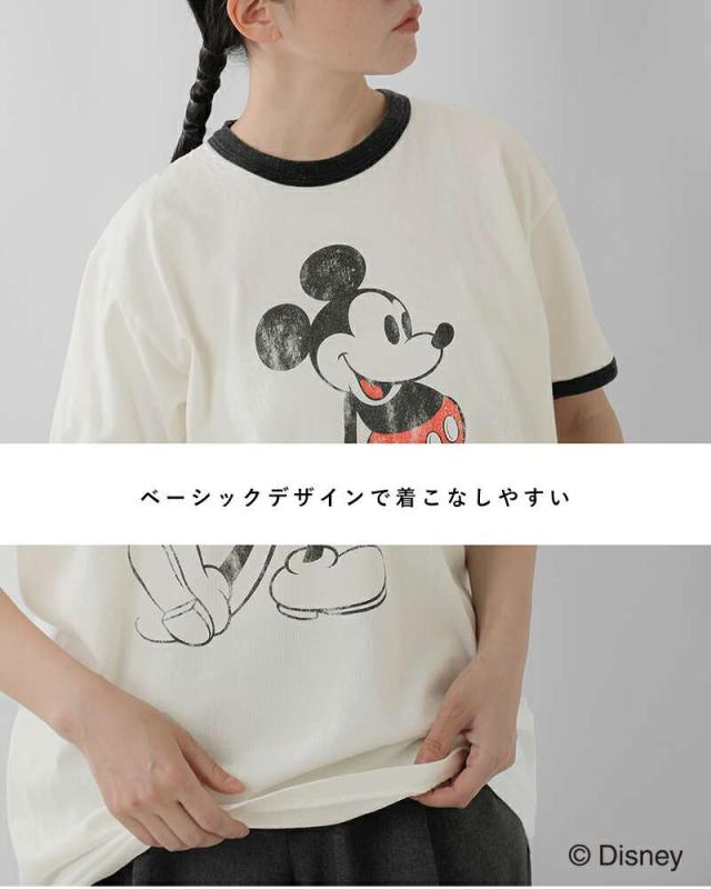 Johnbull(ジョンブル)コットン「ミッキーマウス」プリントリンガーTシャツ“「MICKEYMOUSE」T”jt253c07