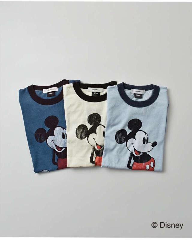 Johnbull(ジョンブル)コットン「ミッキーマウス」プリントリンガーTシャツ“「MICKEYMOUSE」T”jt253c07