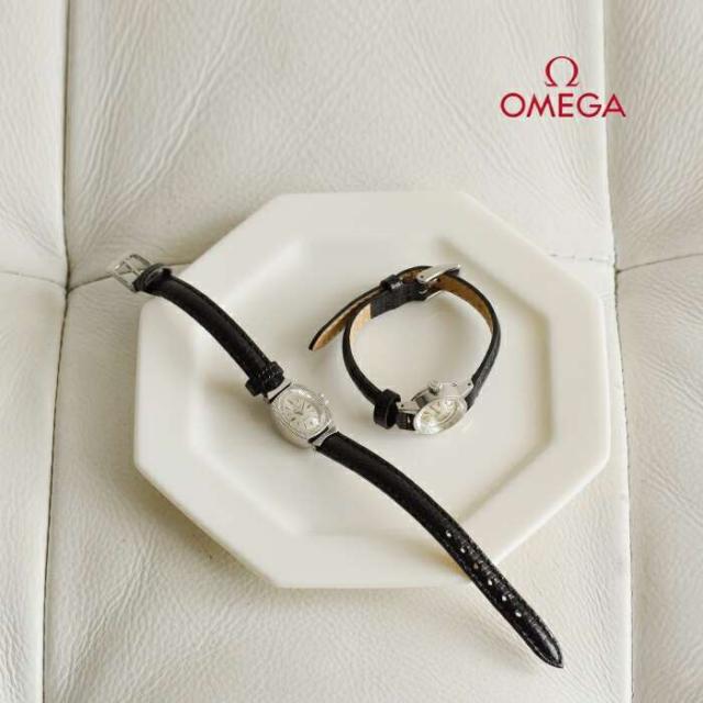 OMEGA(オメガ)カウレザーベルトステンレスヴィンテージウォッチks-969-992