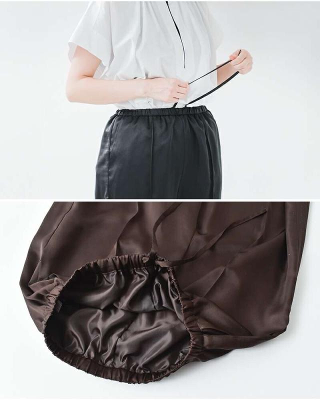 audrey and john wad(オードリーアンドジョンワッド)シルキーサテンイージーワイドパンツl4313