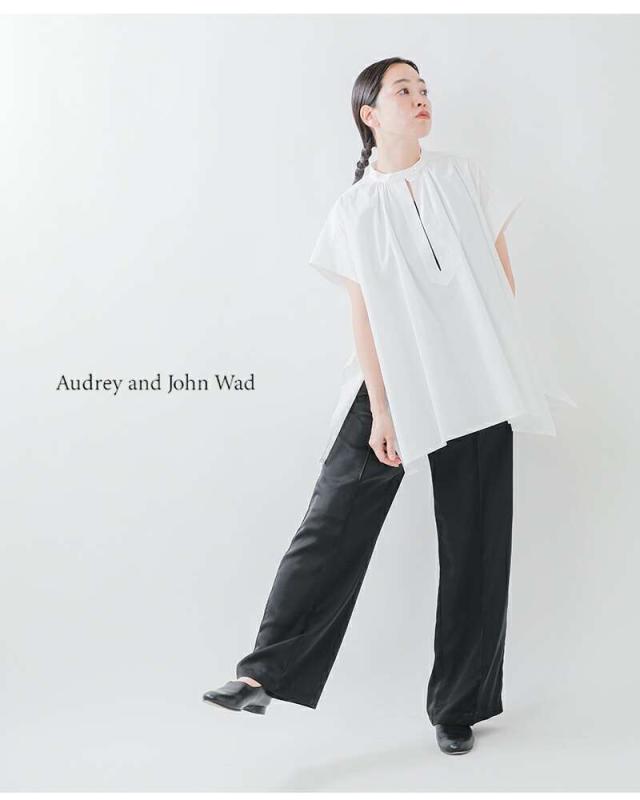 audrey and john wad(オードリーアンドジョンワッド)シルキーサテンイージーワイドパンツl4313