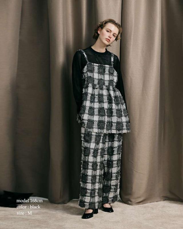 ケレン キャミソール kelen  フリンジ チェック キャミソール トップス “LOIE” lkl25fbl2248  ☆☆ クーポン対象