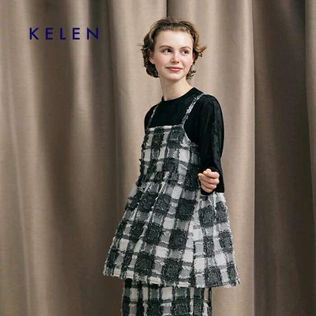 ケレン キャミソール kelen  フリンジ チェック キャミソール トップス “LOIE” lkl25fbl2248  ☆☆ クーポン対象