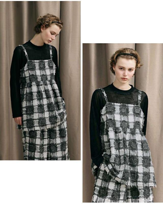 ケレン キャミソール kelen  フリンジ チェック キャミソール トップス “LOIE” lkl25fbl2248  ☆☆ クーポン対象