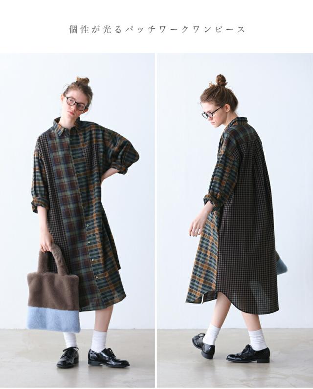kelen(ケレン)パネルデザインシャツワンピース“SERI”lkl25fop2114