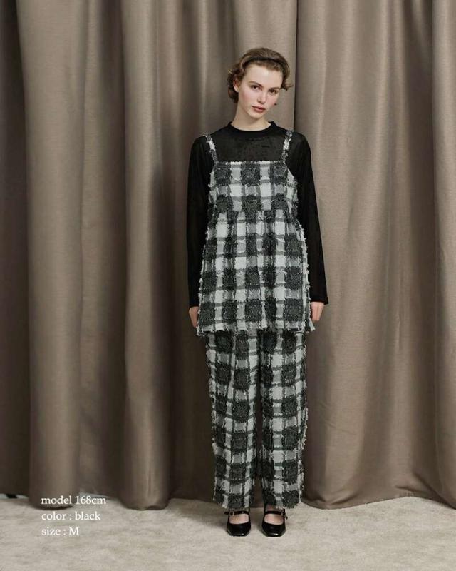 ケレン kelen  フリンジ チェック ワイド パンツ “ENIU” lkl25fpt2105 パンツ  クーポン対象