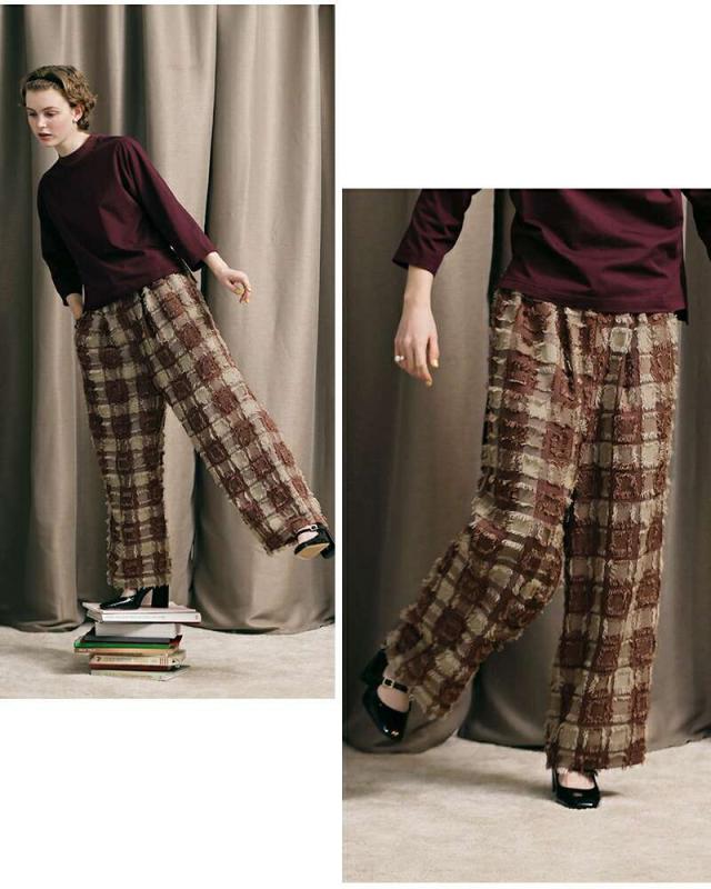 ケレン kelen  フリンジ チェック ワイド パンツ “ENIU” lkl25fpt2105 パンツ  クーポン対象