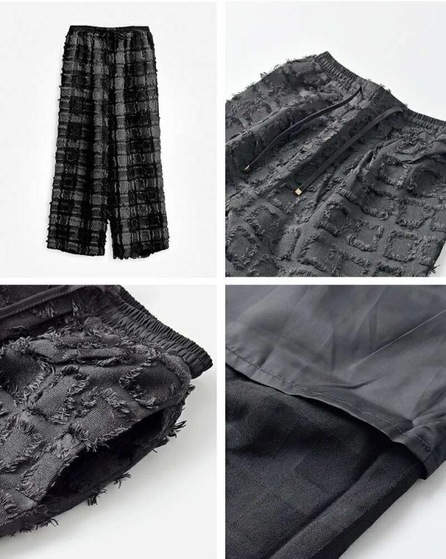 ケレン kelen  フリンジ チェック ワイド パンツ “ENIU” lkl25fpt2105 パンツ  クーポン対象