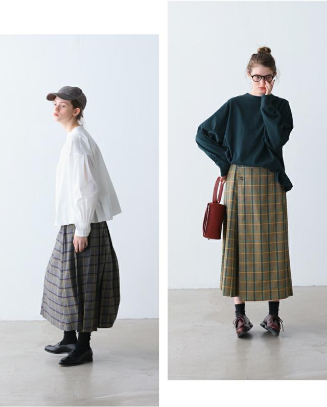 kelen(ケレン)ラップデザインチェックプリーツスカート“QUIE”lkl25fsk2043