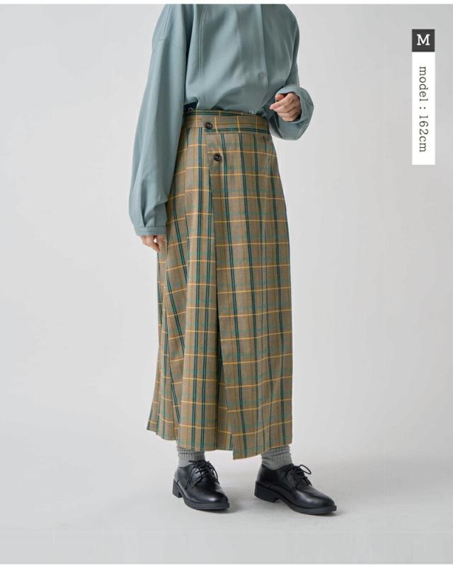 kelen(ケレン)ラップデザインチェックプリーツスカート“QUIE”lkl25fsk2043