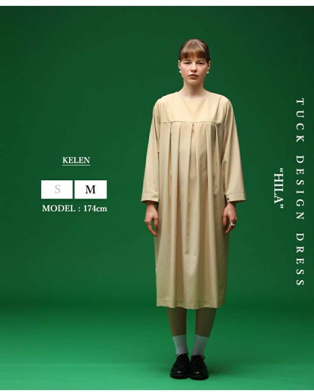 50%OFF ケレン ワンピース kelen タック デザイン ドレス “HILA” lkl25hop2102 クーポン対象