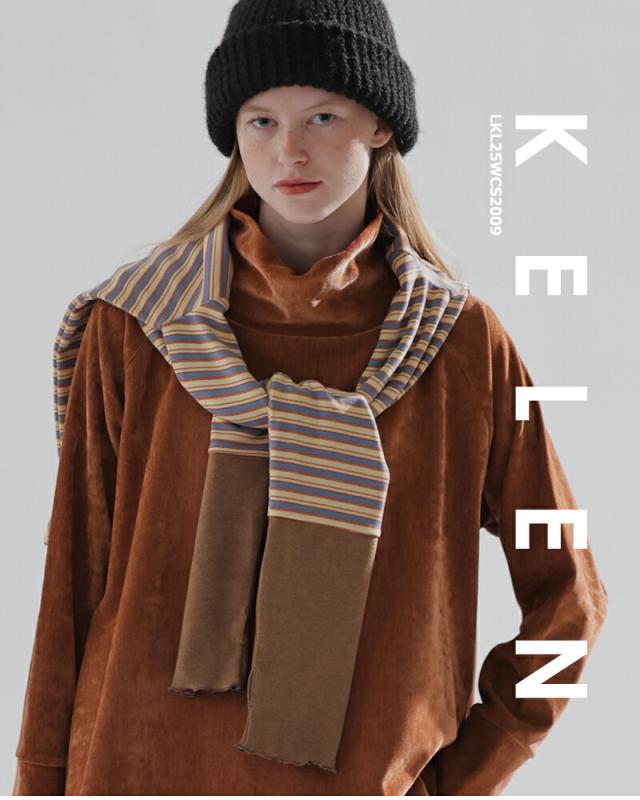 kelen(ケレン)ストレッチジャージーボーダーハイネックトップス“TARIA”lkl25wcs2009