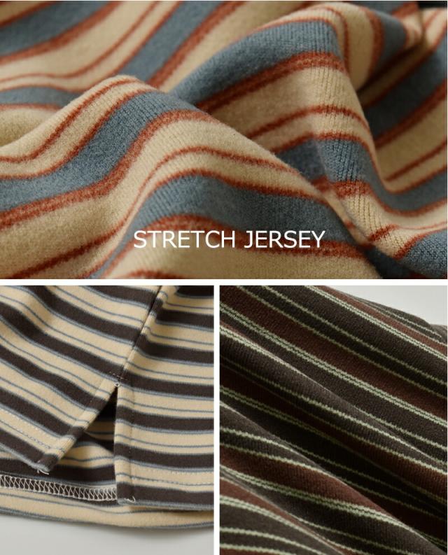 kelen(ケレン)ストレッチジャージーボーダーハイネックトップス“TARIA”lkl25wcs2009