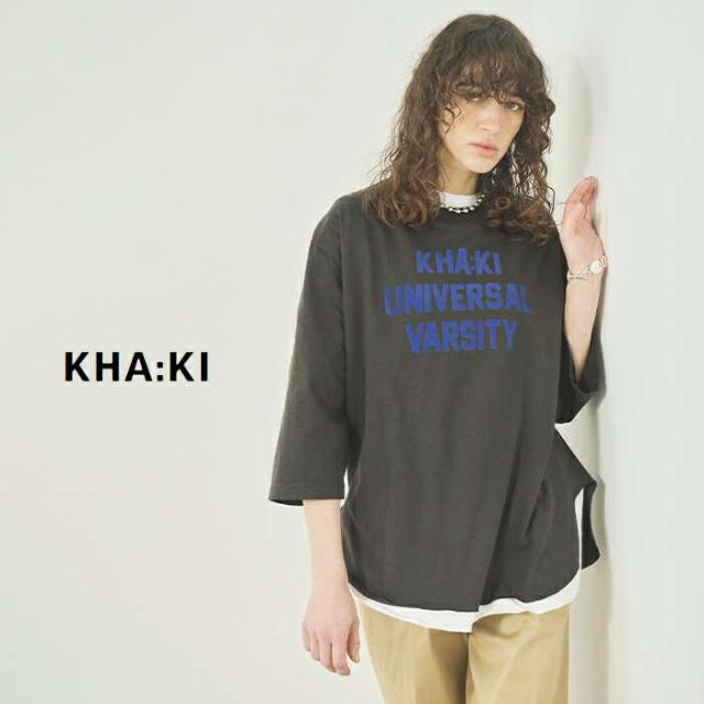 カーキ Tシャツ kha:ki  コットン 7分袖 Tシャツ “7TH TEE -K.U.V-” mil25scs3459  ☆☆ クーポン対象