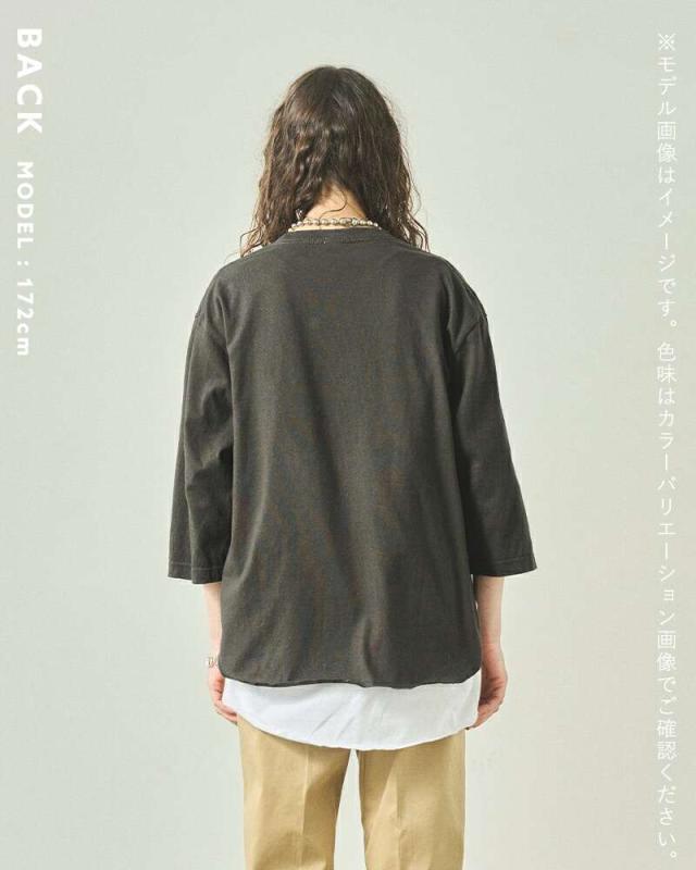 カーキ Tシャツ kha:ki  コットン 7分袖 Tシャツ “7TH TEE -K.U.V-” mil25scs3459  ☆☆ クーポン対象