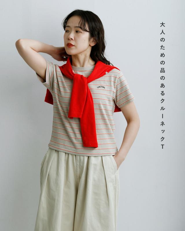 ORCIVALコットン天竺 刺繍ロゴ 半袖Tシャツ or-c0519tsb