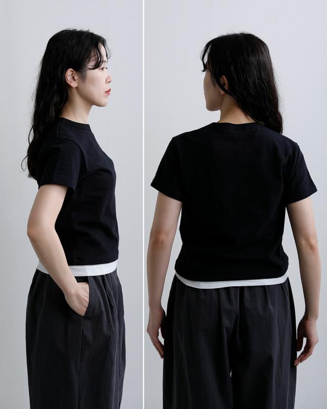 ORCIVALコットン天竺 刺繍ロゴ 半袖Tシャツ or-c0519tsb