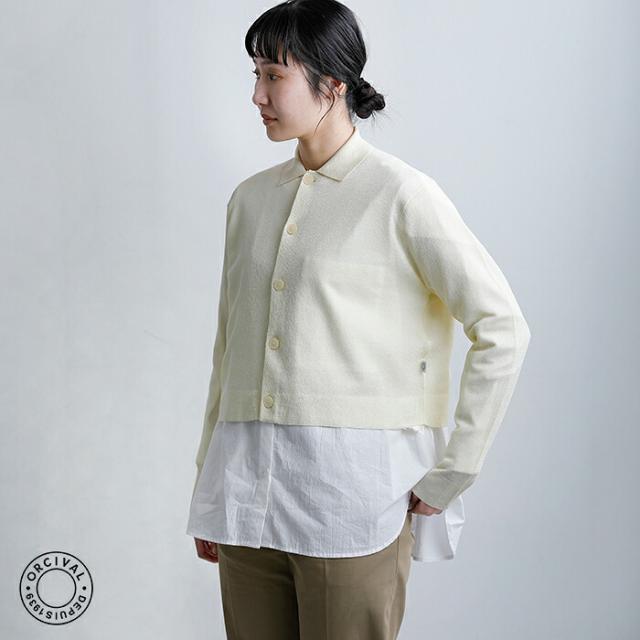 ORCIVAL(オーチバル・オーシバル)ジャガード襟付きポロニットカーディガンor-d0140wjq