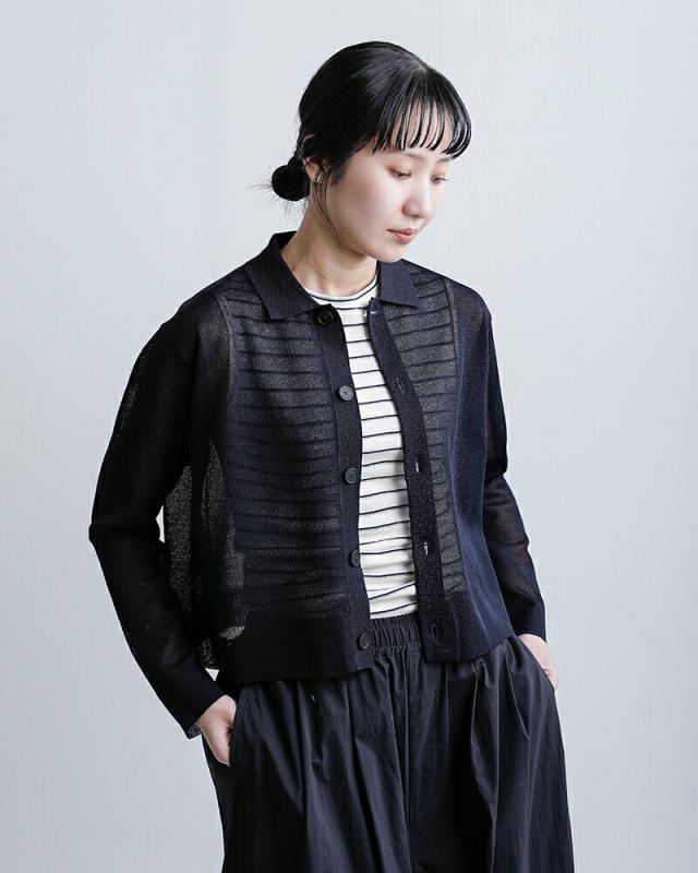 ORCIVAL(オーチバル・オーシバル)ジャガード襟付きポロニットカーディガンor-d0140wjq