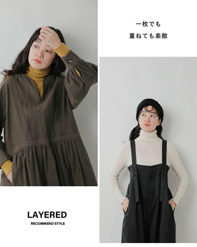 tumugu(ツムグ)コットンリブニットタートルネックプルオーバーtk16426a