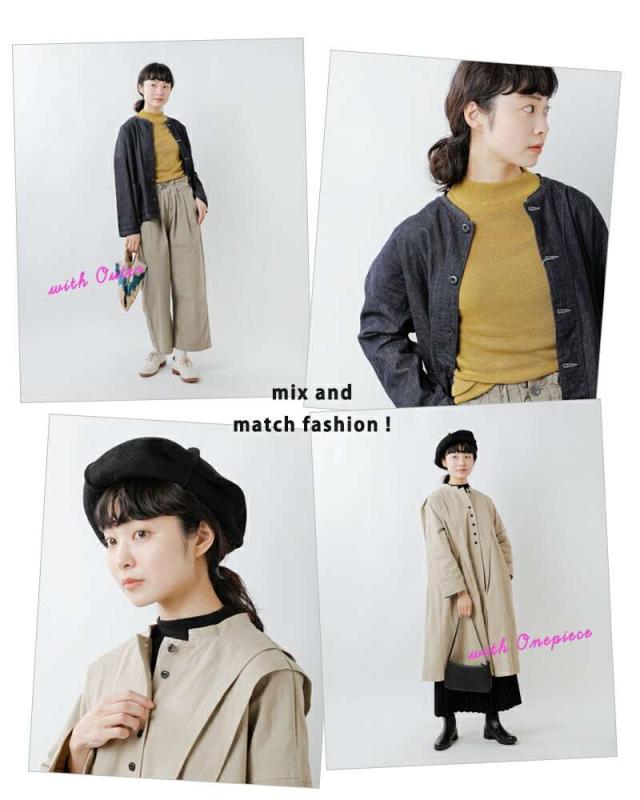 tumugu(ツムグ)コットンリブニットハイネックロングスリーブプルオーバーtk19329a